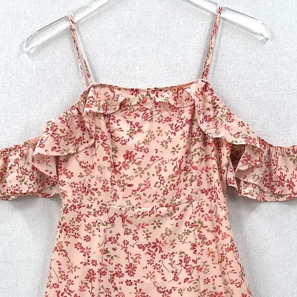 FOR LOVE AND LEMONS Aurora Mini Dress Womens Small Pink Floral Print Ruffle - Picture 7 of 16